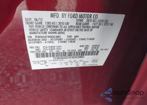 2014 Ford Flex Limited z USA, uszkodzony, nr VIN 2FMHK6DT4EBD03885